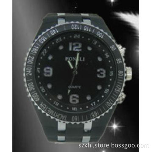 Newest design,Cool black quartz silicone watches men